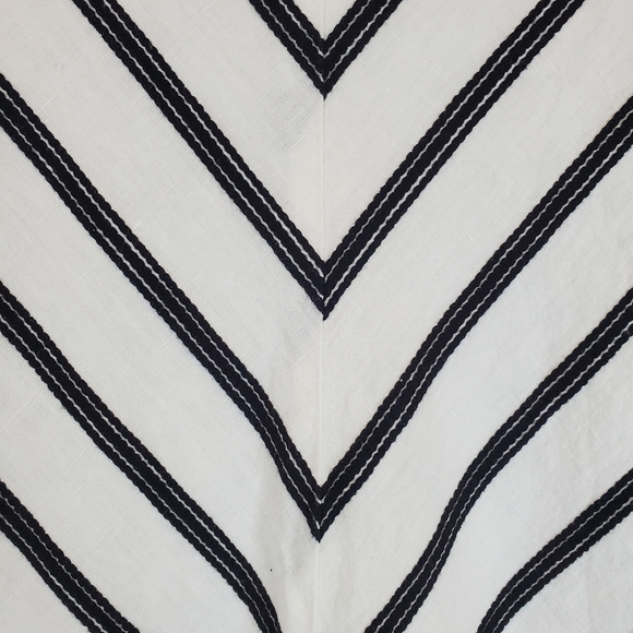 Talbots White Black Chevron Striped Linen A Line Skirt Size 12 Womens Office - Picture 2 of 9